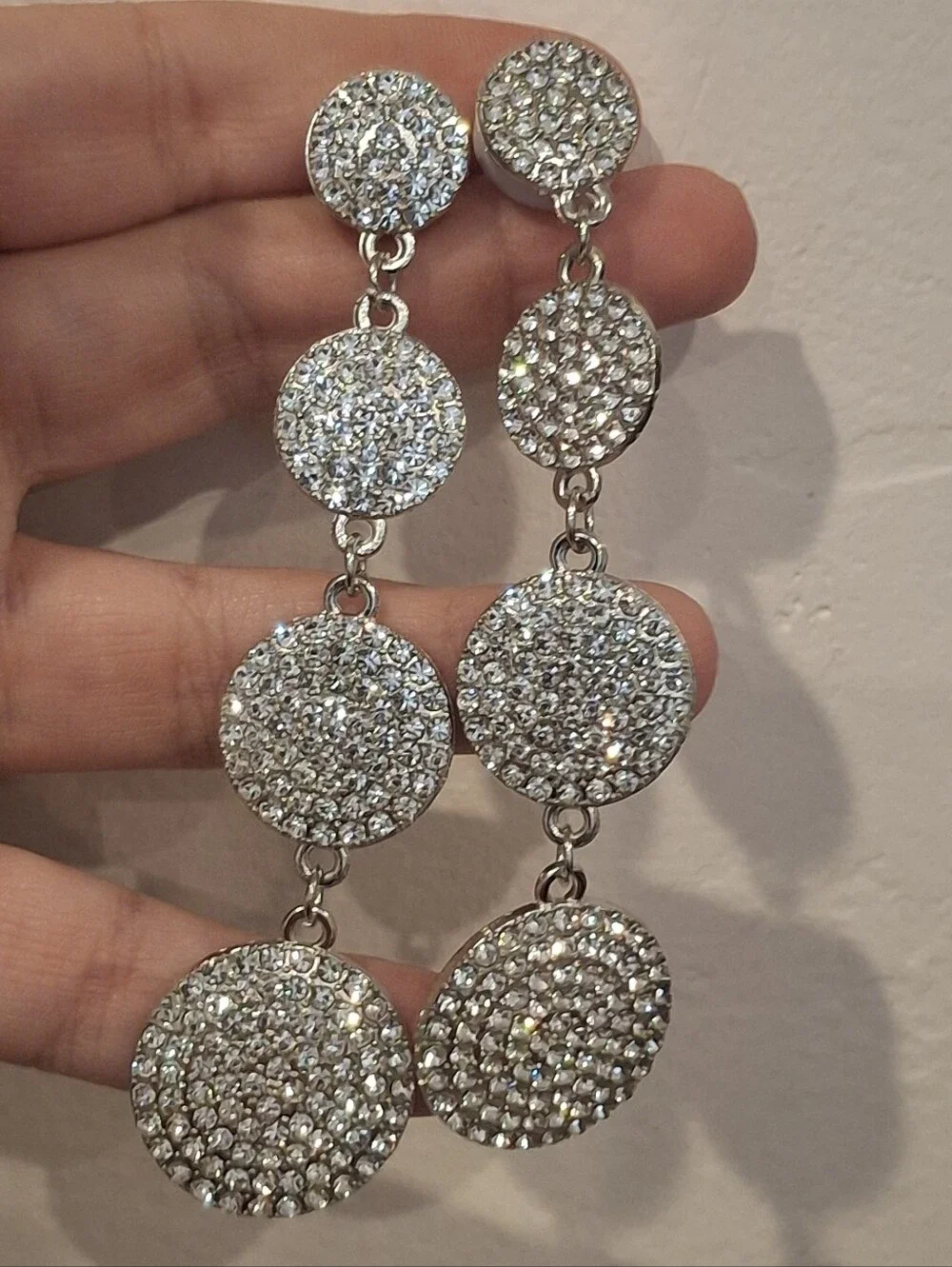 Sparkling Diamond Round Dangle Earrings